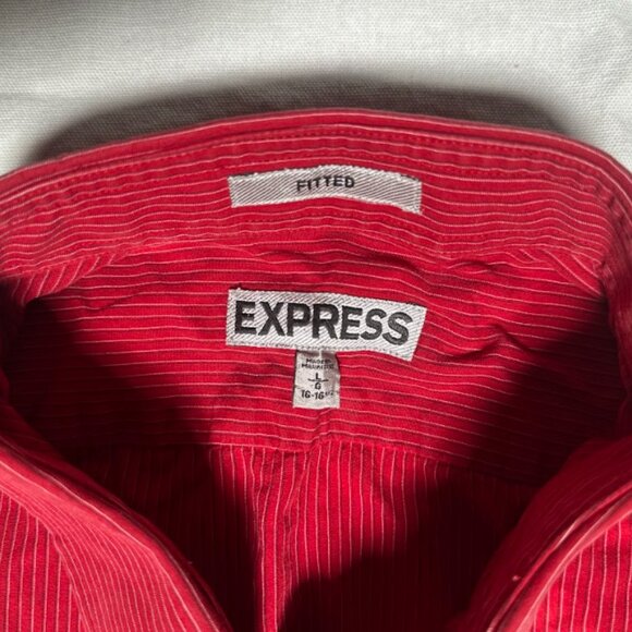 Express Button Up Shirt Mens L Modern Fit Long Sleeve Red - Picture 4 of 7